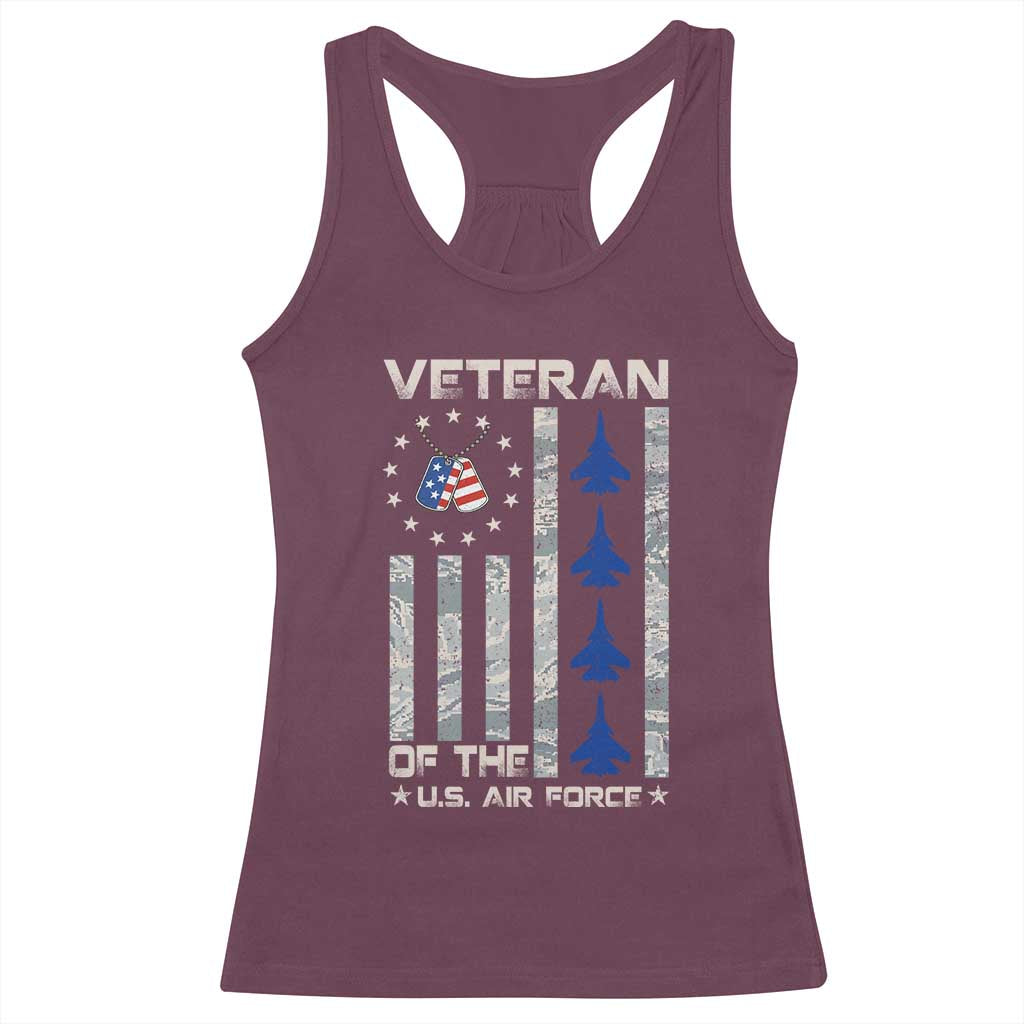 Veteran Of The US Air Force Racerback Tank Top Vintage Camo USA Flag Veterans - Wonder Print Shop