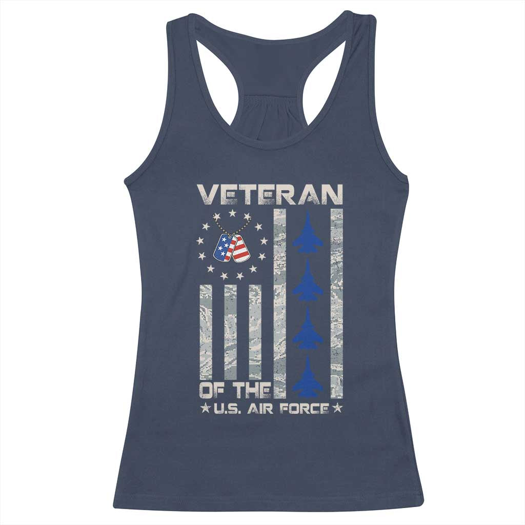Veteran Of The US Air Force Racerback Tank Top Vintage Camo USA Flag Veterans - Wonder Print Shop