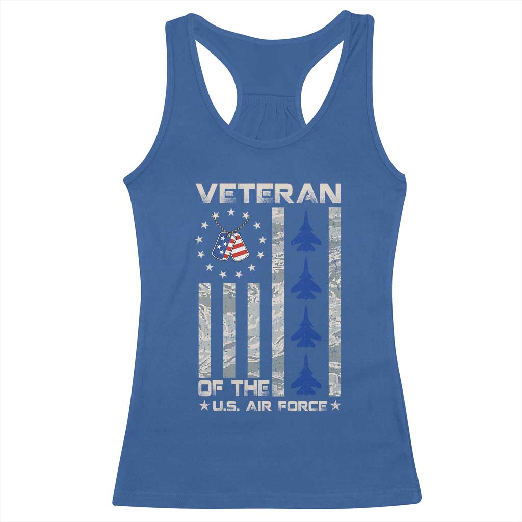 Veteran Of The US Air Force Racerback Tank Top Vintage Camo USA Flag Veterans - Wonder Print Shop