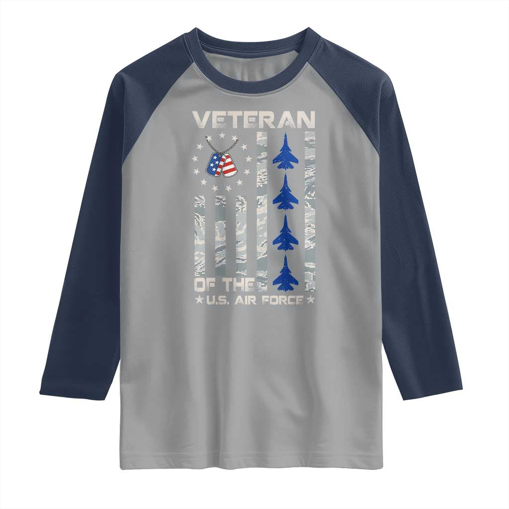 Veteran Of The US Air Force Raglan Shirt Vintage Camo USA Flag Veterans - Wonder Print Shop