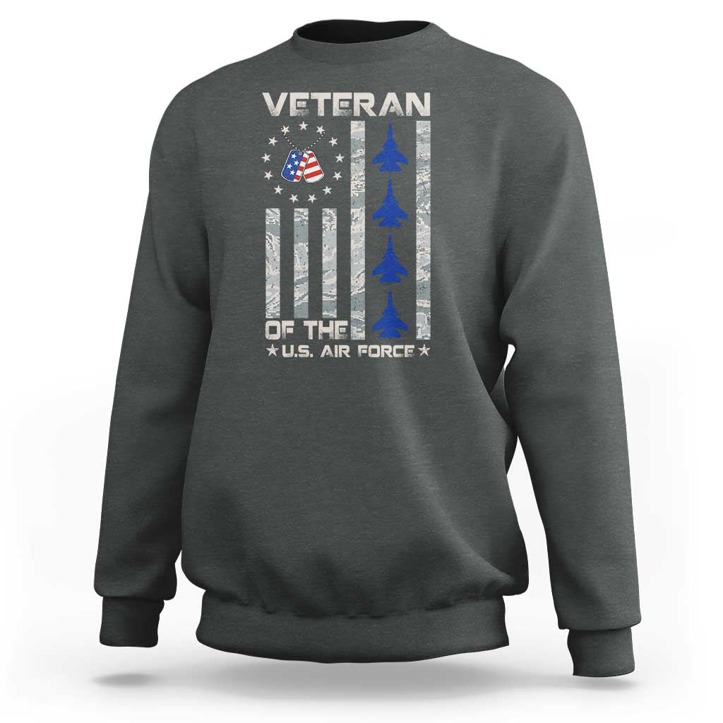 Veteran Of The US Air Force Sweatshirt Vintage Camo USA Flag Veterans - Wonder Print Shop