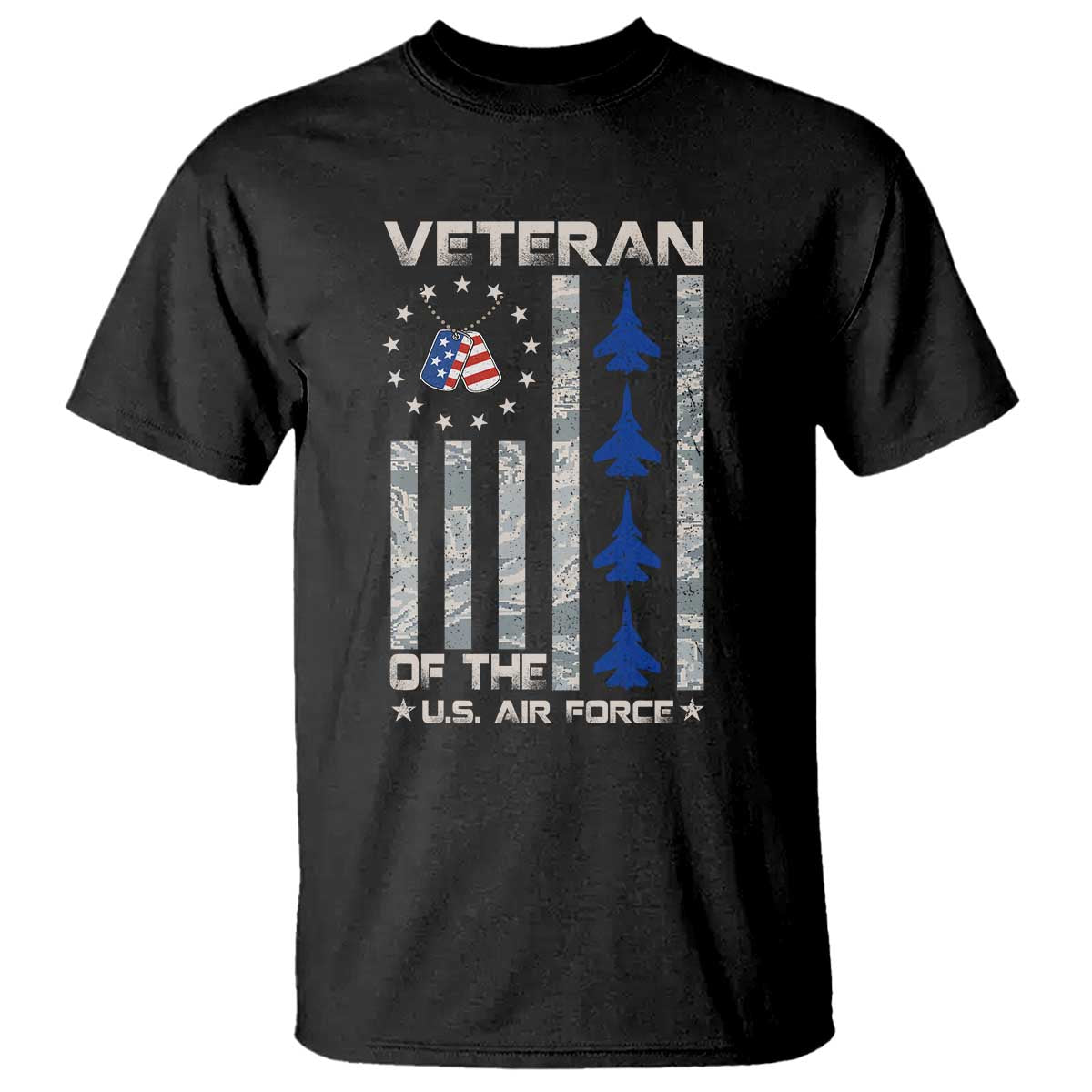 Veteran Of The US Air Force T Shirt Vintage Camo USA Flag Veterans - Wonder Print Shop