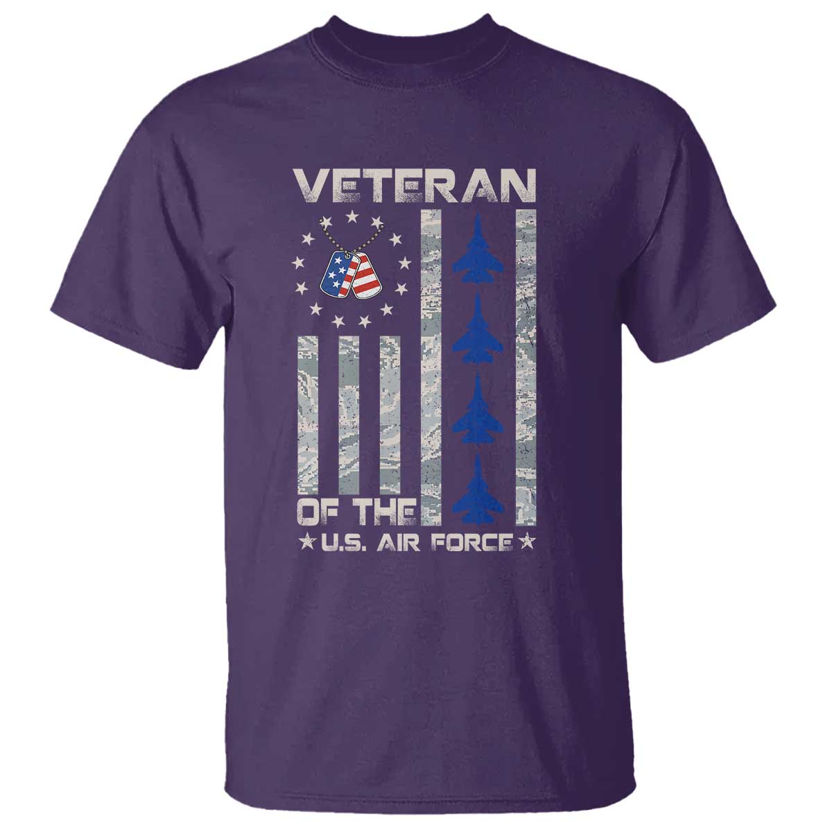 Veteran Of The US Air Force T Shirt Vintage Camo USA Flag Veterans - Wonder Print Shop