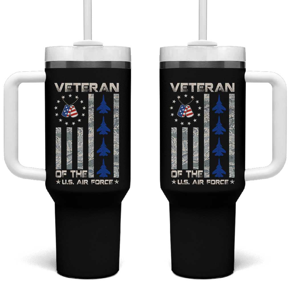 Veteran Of The US Air Force Tumbler With Handle Vintage Camo USA Flag Veterans - Wonder Print Shop
