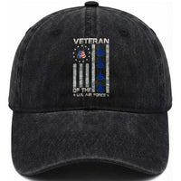 Veteran Of The US Air Force Washed Cotton Baseball Cap Vintage Camo USA Flag Veterans