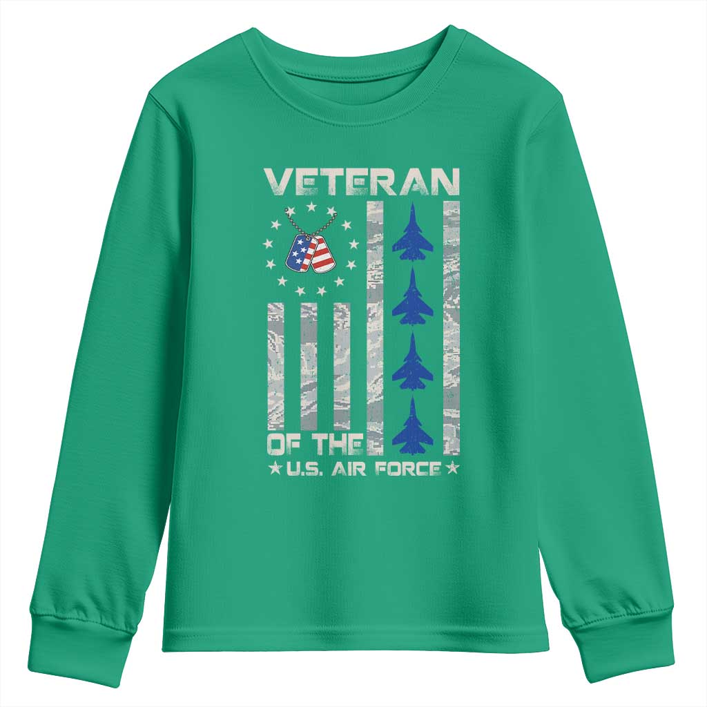 Veteran Of The US Air Force Youth Sweatshirt Vintage Camo USA Flag Veterans - Wonder Print Shop