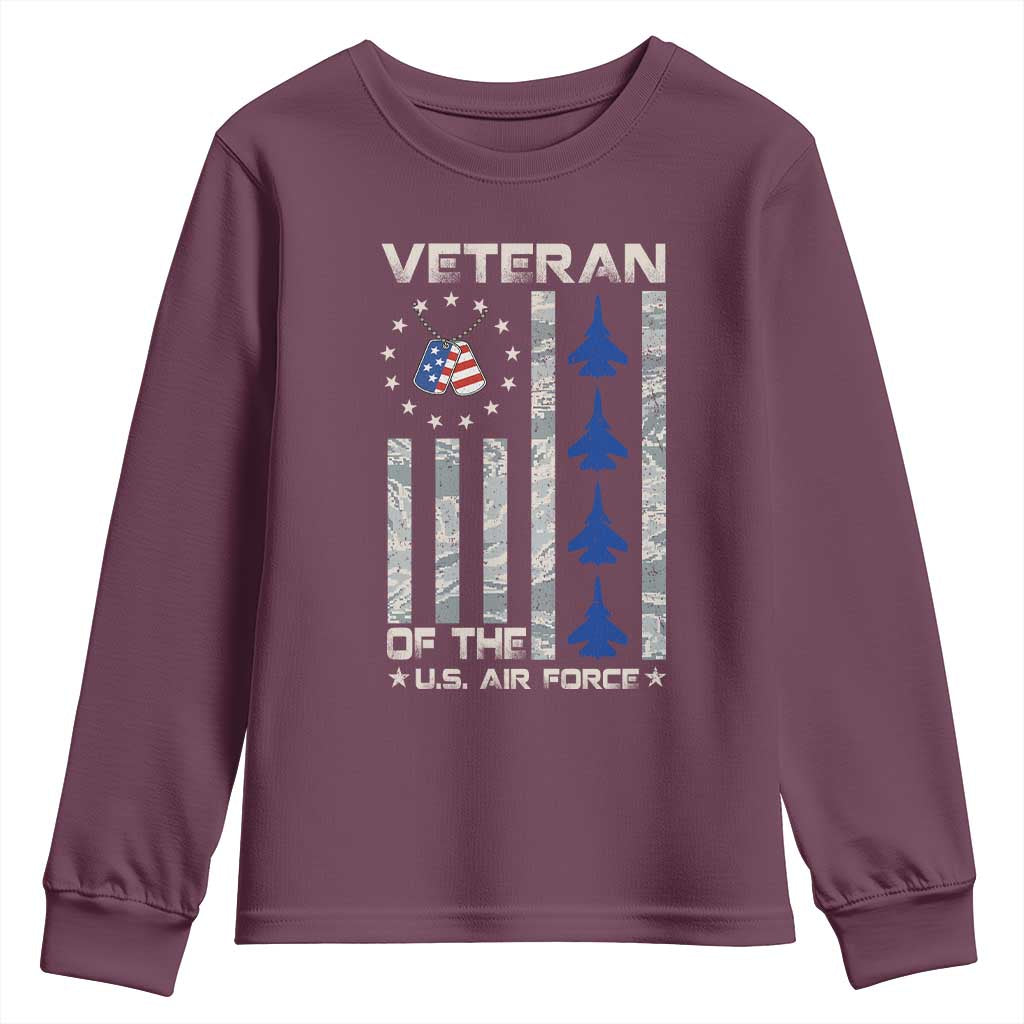 Veteran Of The US Air Force Youth Sweatshirt Vintage Camo USA Flag Veterans - Wonder Print Shop