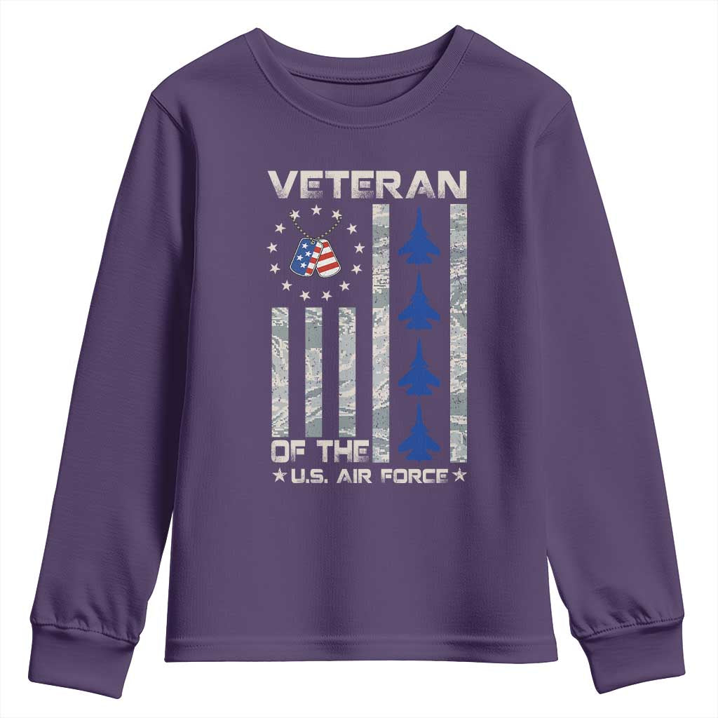 Veteran Of The US Air Force Youth Sweatshirt Vintage Camo USA Flag Veterans - Wonder Print Shop