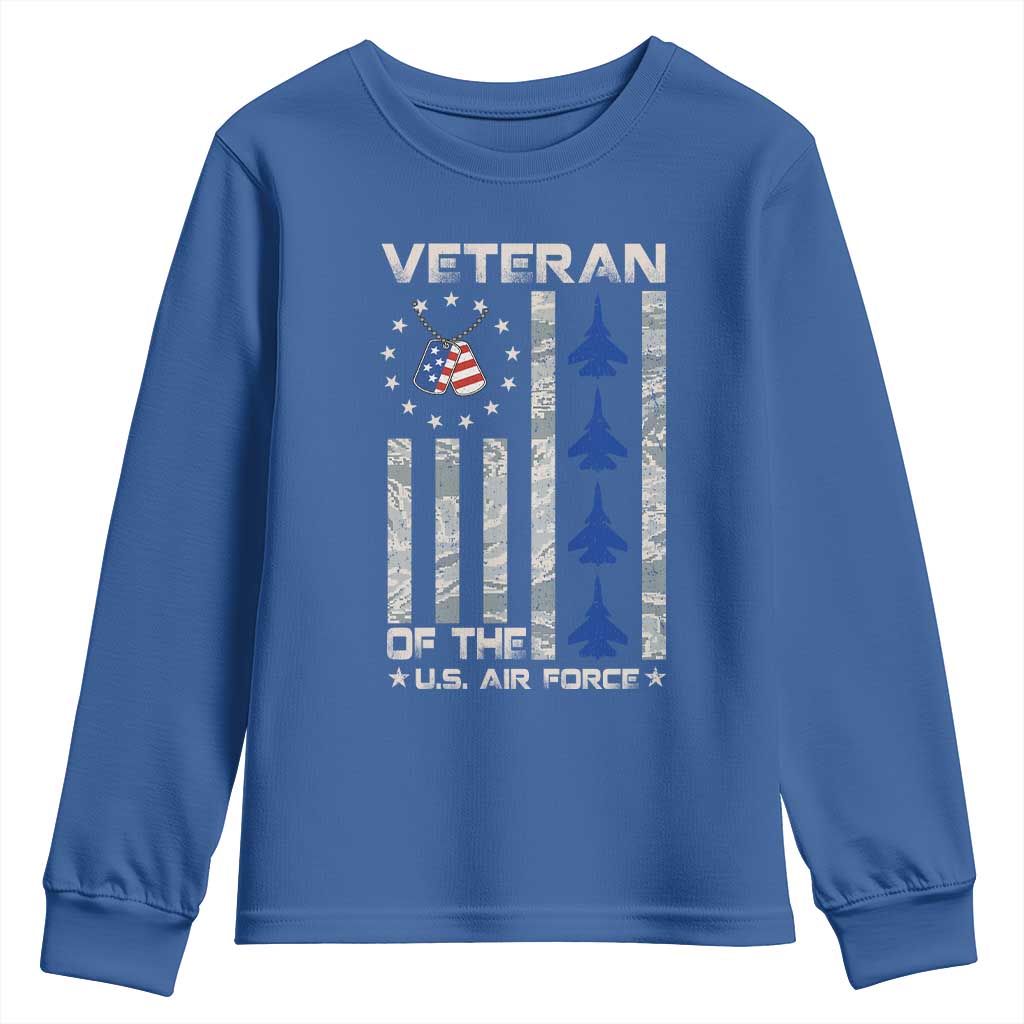 Veteran Of The US Air Force Youth Sweatshirt Vintage Camo USA Flag Veterans - Wonder Print Shop