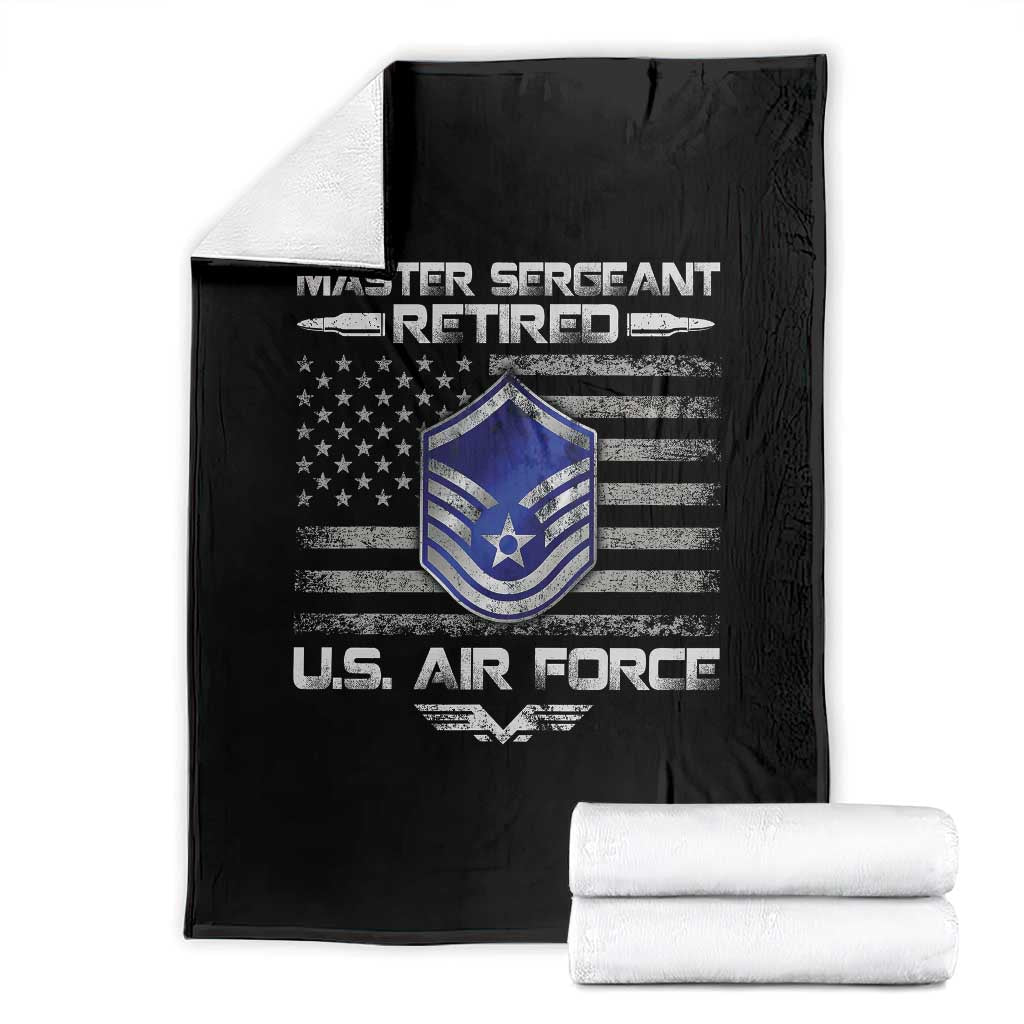 Retired Master Sergeant Of The Air Force Veteran Throw Blanket Vintage USA Flag Veterans - Wonder Print Shop
