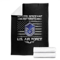 Retired Master Sergeant Of The Air Force Veteran Throw Blanket Vintage USA Flag Veterans - Wonder Print Shop