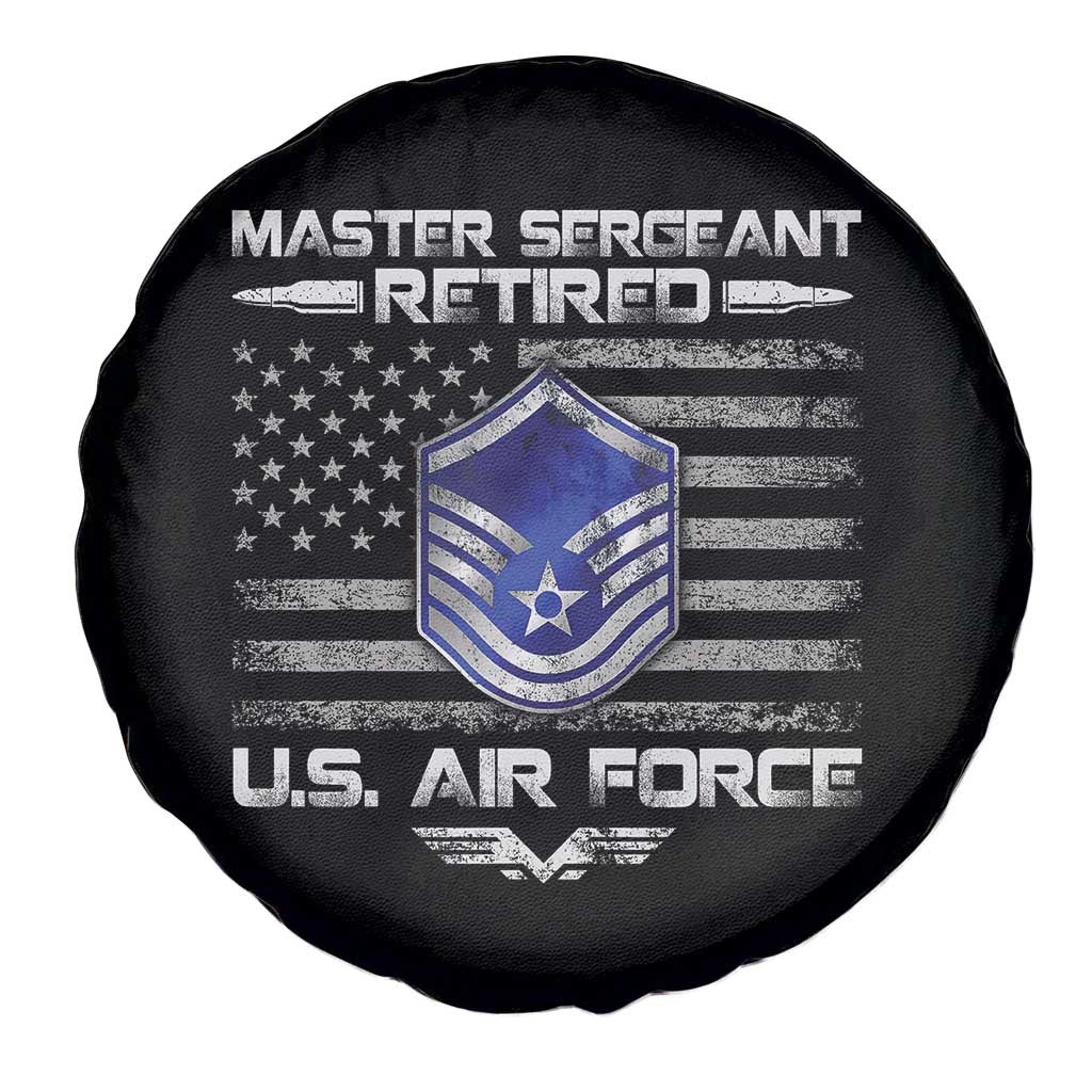 Retired Master Sergeant Of The Air Force Veteran Spare Tire Cover Vintage USA Flag Veterans - Wonder Print Shop