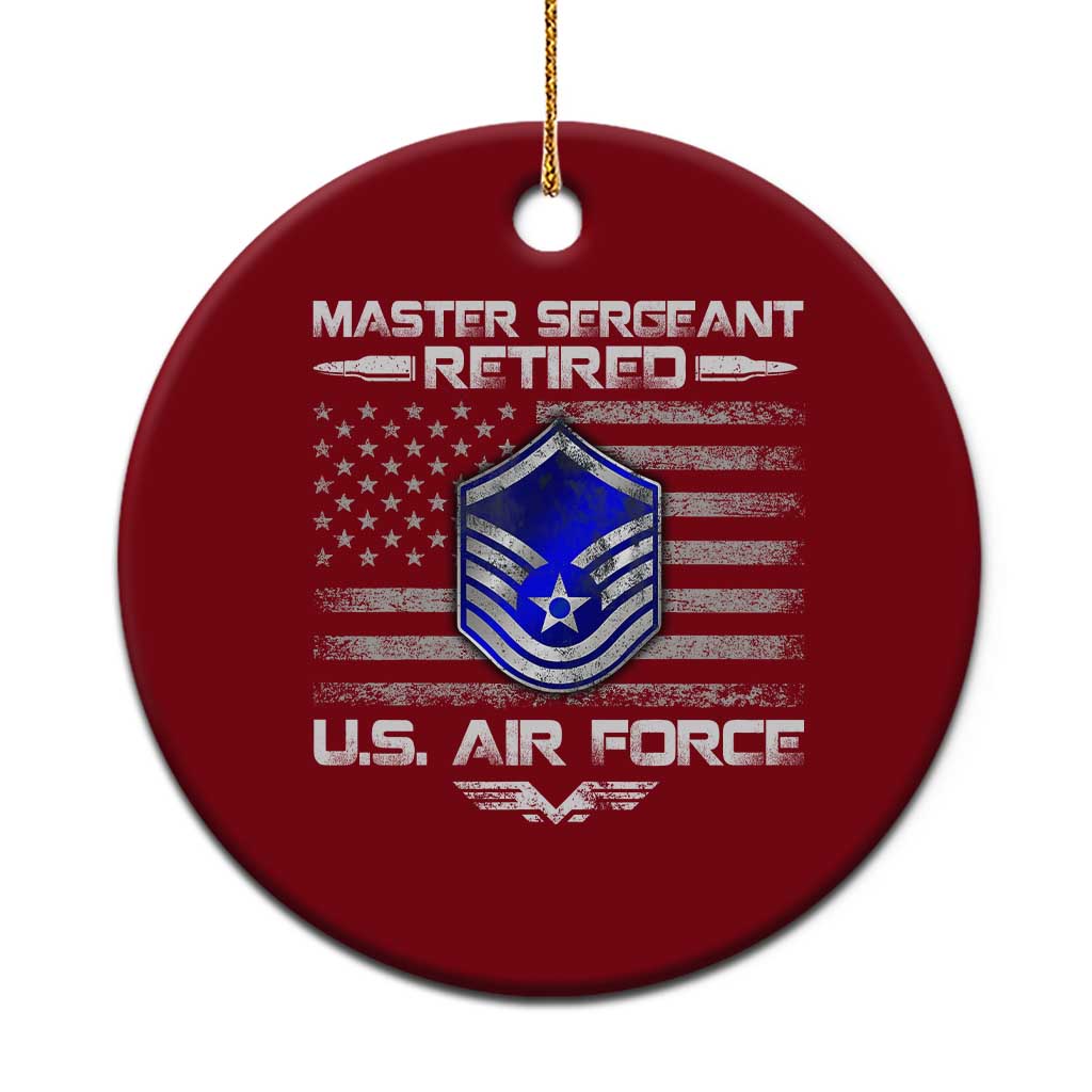 Retired Master Sergeant Of The Air Force Veteran Ceramic Ornament Vintage USA Flag Veterans - Wonder Print Shop