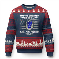Retired Master Sergeant Of The Air Force Veteran Ugly Christmas Sweater Vintage USA Flag Veterans - Wonder Print Shop