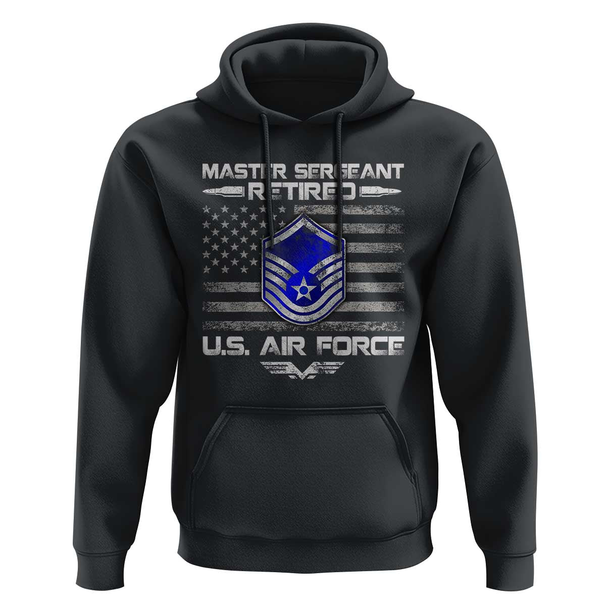 Retired Master Sergeant Of The Air Force Veteran Hoodie Vintage USA Flag Veterans - Wonder Print Shop