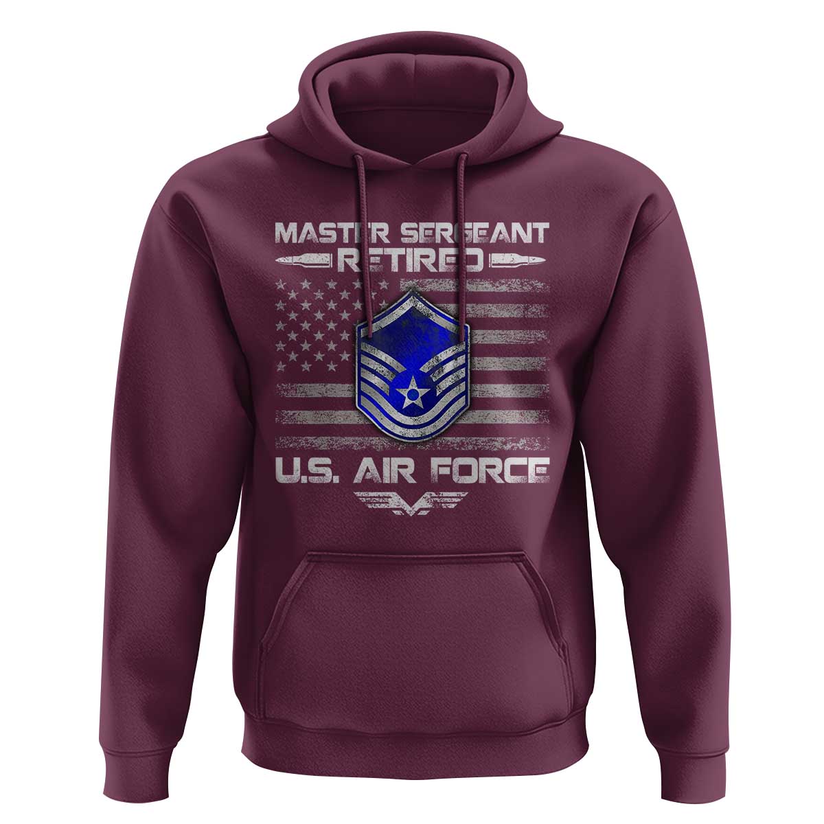 Retired Master Sergeant Of The Air Force Veteran Hoodie Vintage USA Flag Veterans - Wonder Print Shop