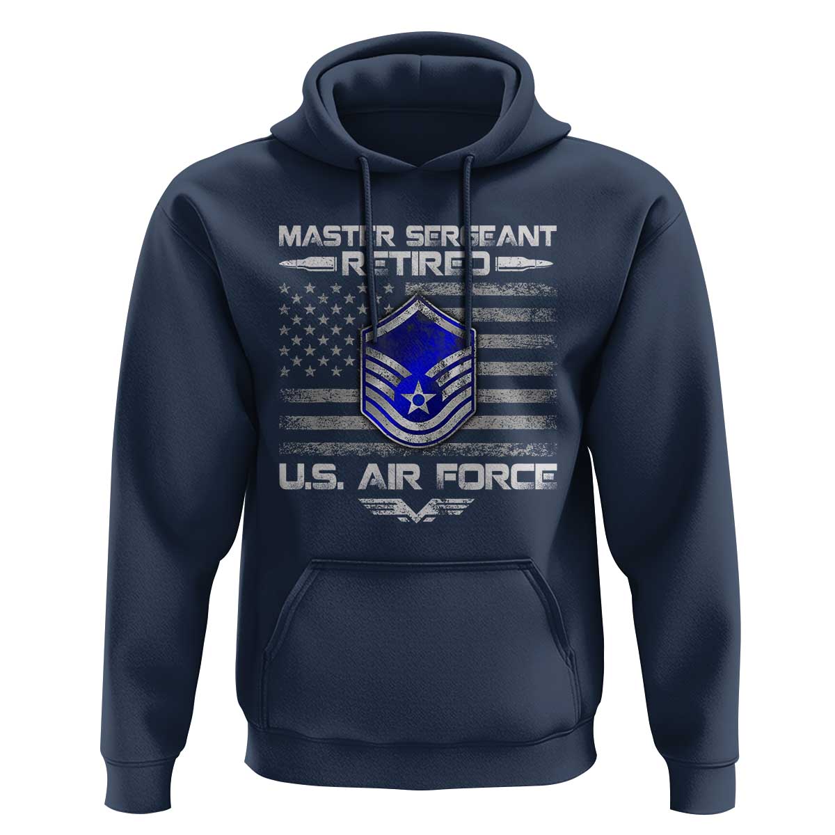 Retired Master Sergeant Of The Air Force Veteran Hoodie Vintage USA Flag Veterans - Wonder Print Shop