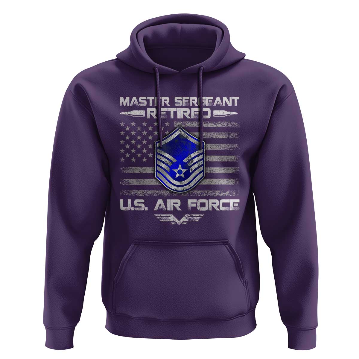 Retired Master Sergeant Of The Air Force Veteran Hoodie Vintage USA Flag Veterans - Wonder Print Shop