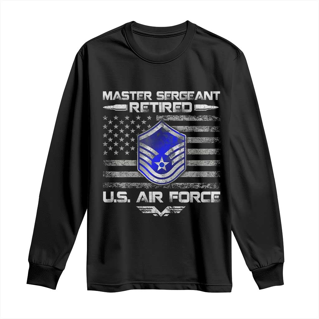 Retired Master Sergeant Of The Air Force Veteran Long Sleeve Shirt Vintage USA Flag Veterans - Wonder Print Shop
