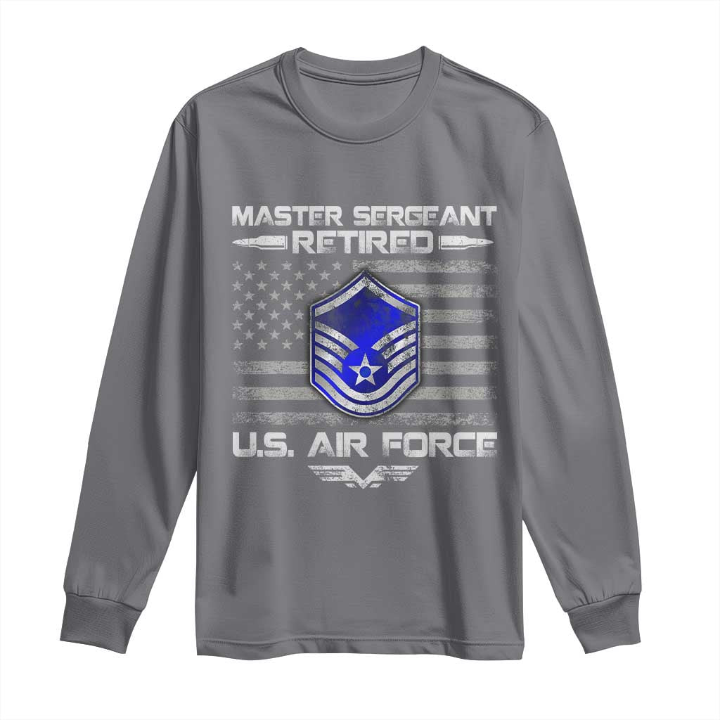 Retired Master Sergeant Of The Air Force Veteran Long Sleeve Shirt Vintage USA Flag Veterans - Wonder Print Shop