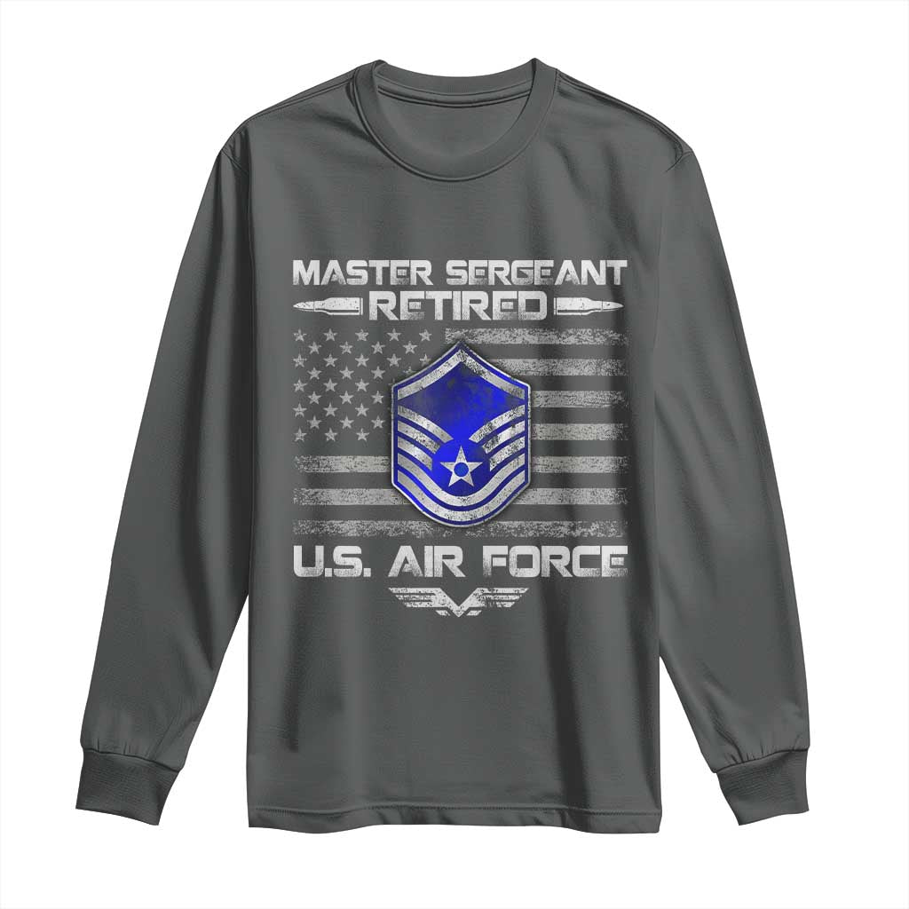 Retired Master Sergeant Of The Air Force Veteran Long Sleeve Shirt Vintage USA Flag Veterans - Wonder Print Shop