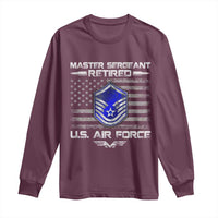 Retired Master Sergeant Of The Air Force Veteran Long Sleeve Shirt Vintage USA Flag Veterans - Wonder Print Shop