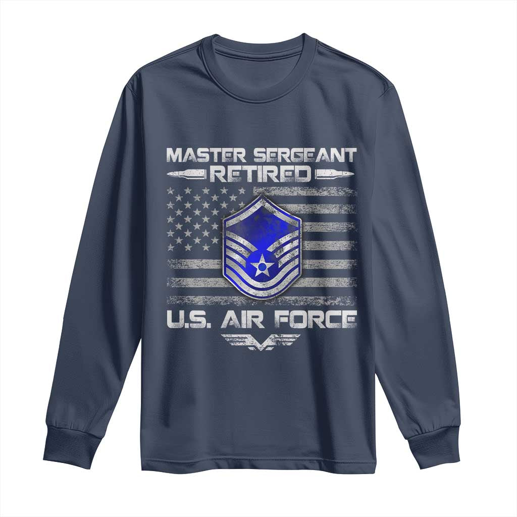 Retired Master Sergeant Of The Air Force Veteran Long Sleeve Shirt Vintage USA Flag Veterans - Wonder Print Shop