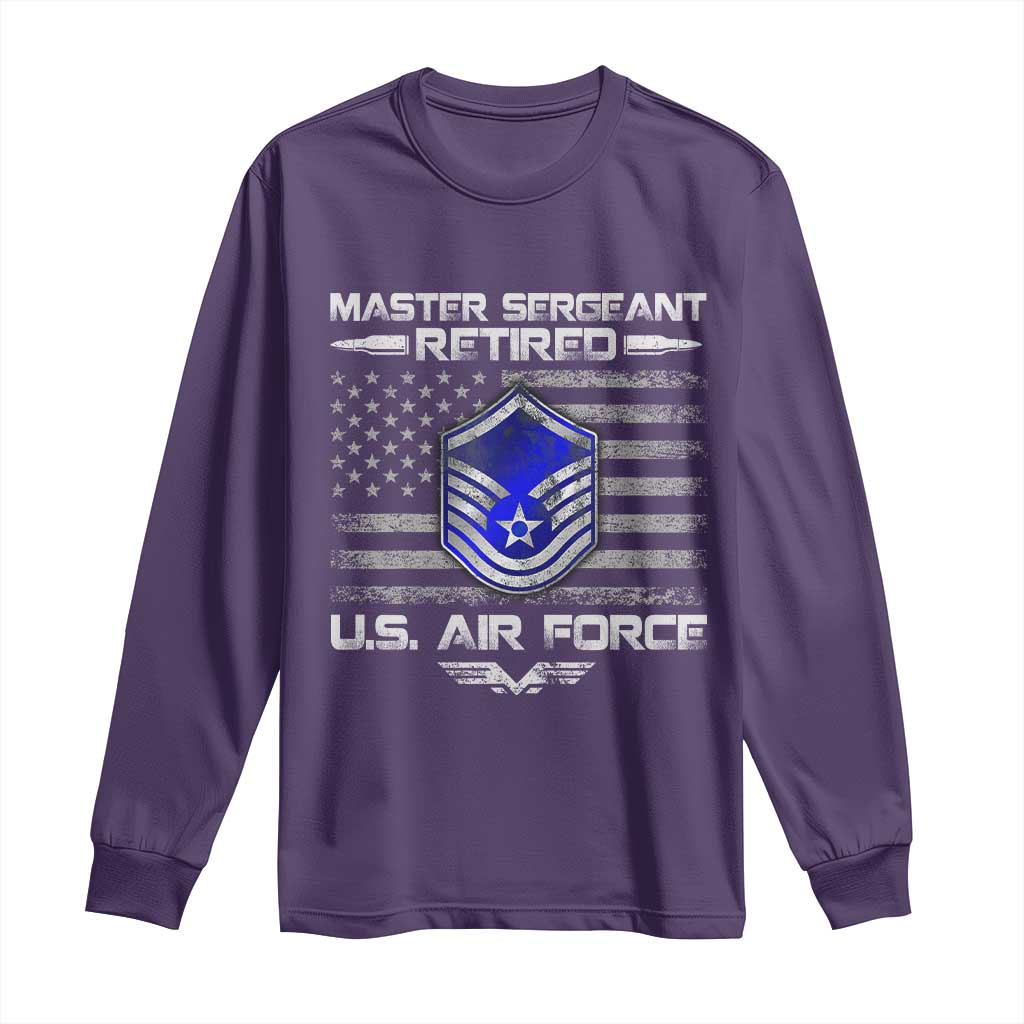Retired Master Sergeant Of The Air Force Veteran Long Sleeve Shirt Vintage USA Flag Veterans - Wonder Print Shop