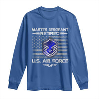 Retired Master Sergeant Of The Air Force Veteran Long Sleeve Shirt Vintage USA Flag Veterans - Wonder Print Shop