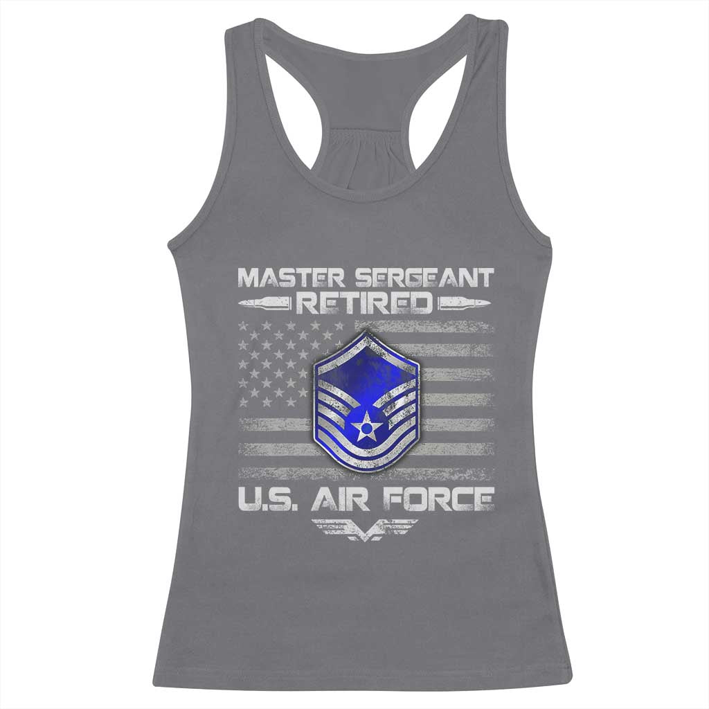 Retired Master Sergeant Of The Air Force Veteran Racerback Tank Top Vintage USA Flag Veterans - Wonder Print Shop