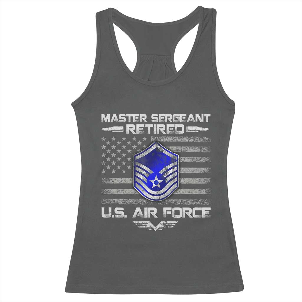 Retired Master Sergeant Of The Air Force Veteran Racerback Tank Top Vintage USA Flag Veterans - Wonder Print Shop