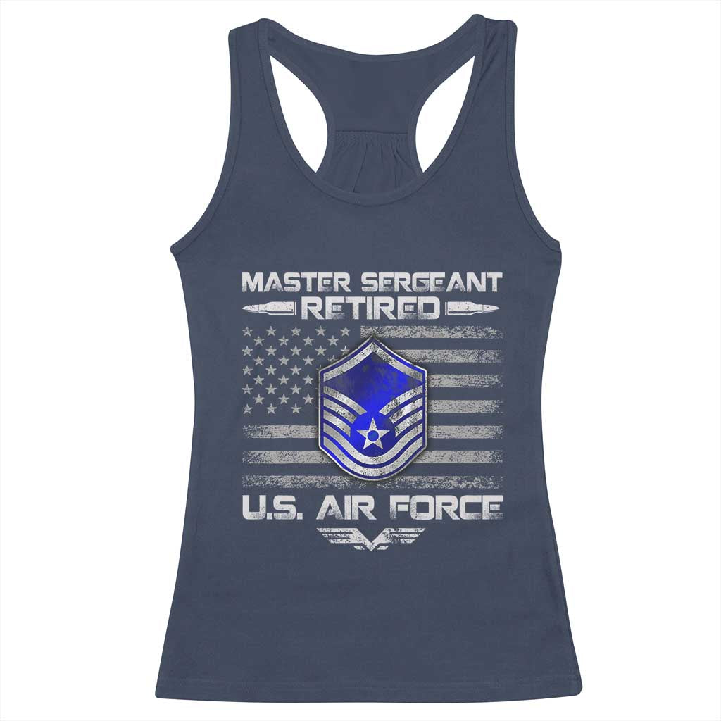 Retired Master Sergeant Of The Air Force Veteran Racerback Tank Top Vintage USA Flag Veterans - Wonder Print Shop