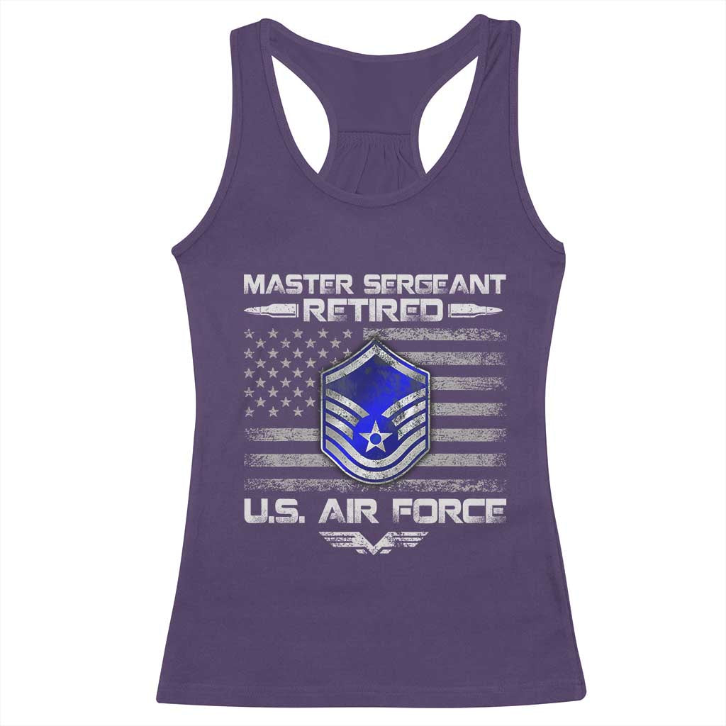 Retired Master Sergeant Of The Air Force Veteran Racerback Tank Top Vintage USA Flag Veterans - Wonder Print Shop
