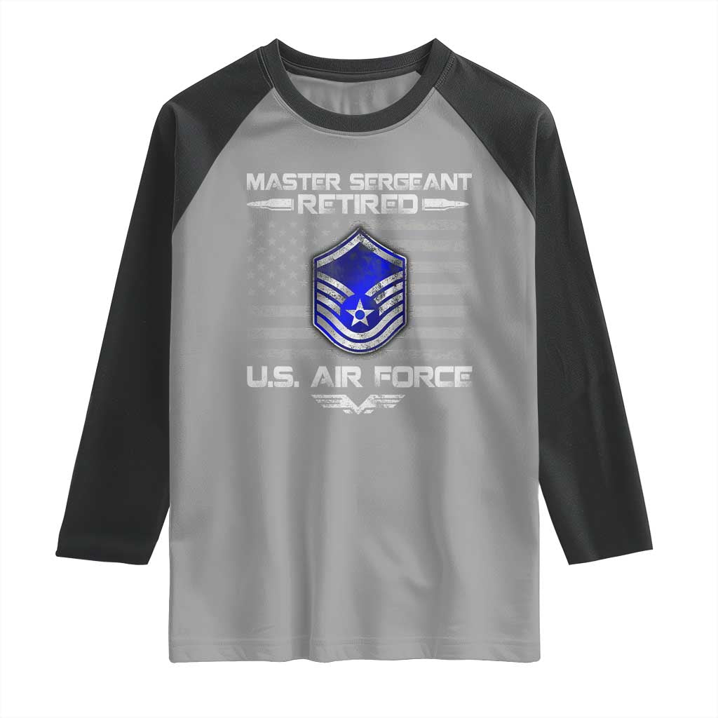Retired Master Sergeant Of The Air Force Veteran Raglan Shirt Vintage USA Flag Veterans - Wonder Print Shop