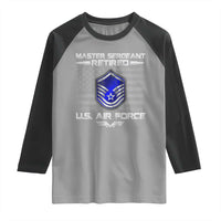 Retired Master Sergeant Of The Air Force Veteran Raglan Shirt Vintage USA Flag Veterans - Wonder Print Shop