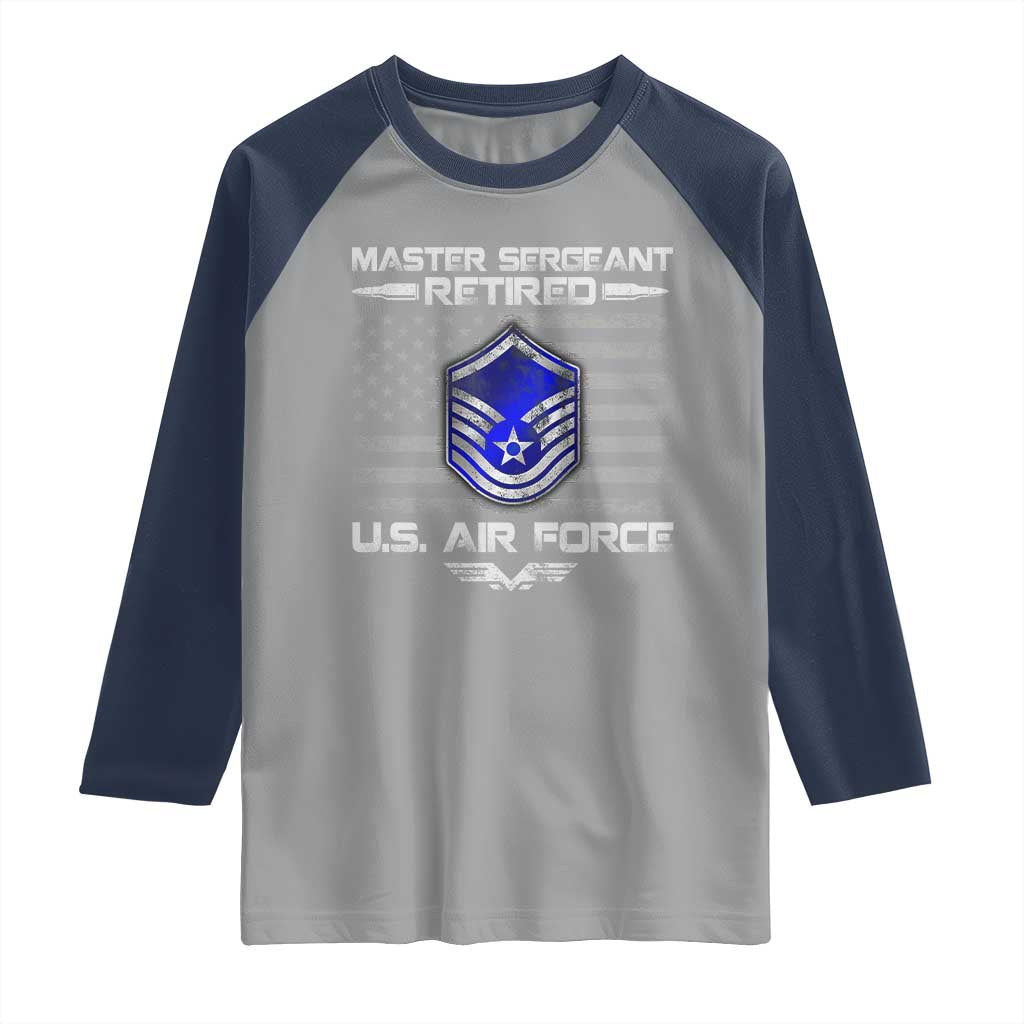 Retired Master Sergeant Of The Air Force Veteran Raglan Shirt Vintage USA Flag Veterans - Wonder Print Shop