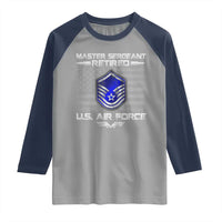 Retired Master Sergeant Of The Air Force Veteran Raglan Shirt Vintage USA Flag Veterans - Wonder Print Shop