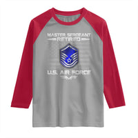 Retired Master Sergeant Of The Air Force Veteran Raglan Shirt Vintage USA Flag Veterans - Wonder Print Shop