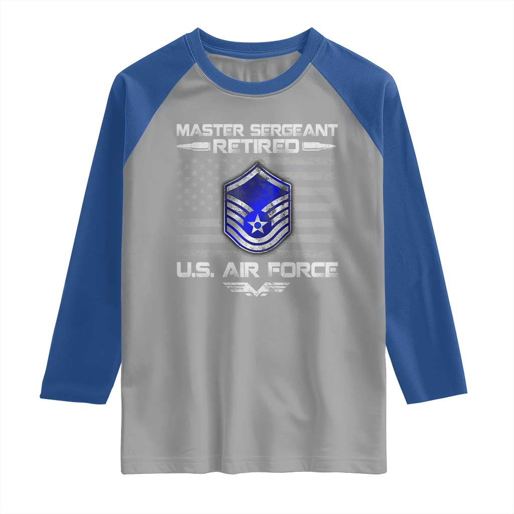 Retired Master Sergeant Of The Air Force Veteran Raglan Shirt Vintage USA Flag Veterans - Wonder Print Shop