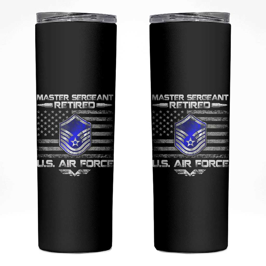 Retired Master Sergeant Of The Air Force Veteran Skinny Tumbler Vintage USA Flag Veterans - Wonder Print Shop
