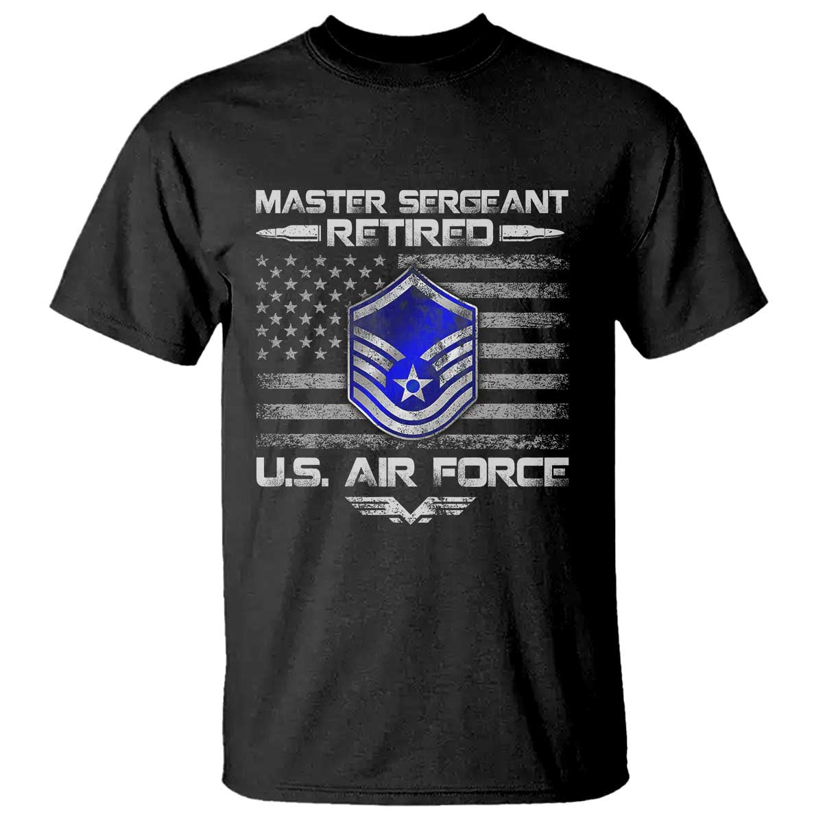 Retired Master Sergeant Of The Air Force Veteran T Shirt Vintage USA Flag Veterans - Wonder Print Shop