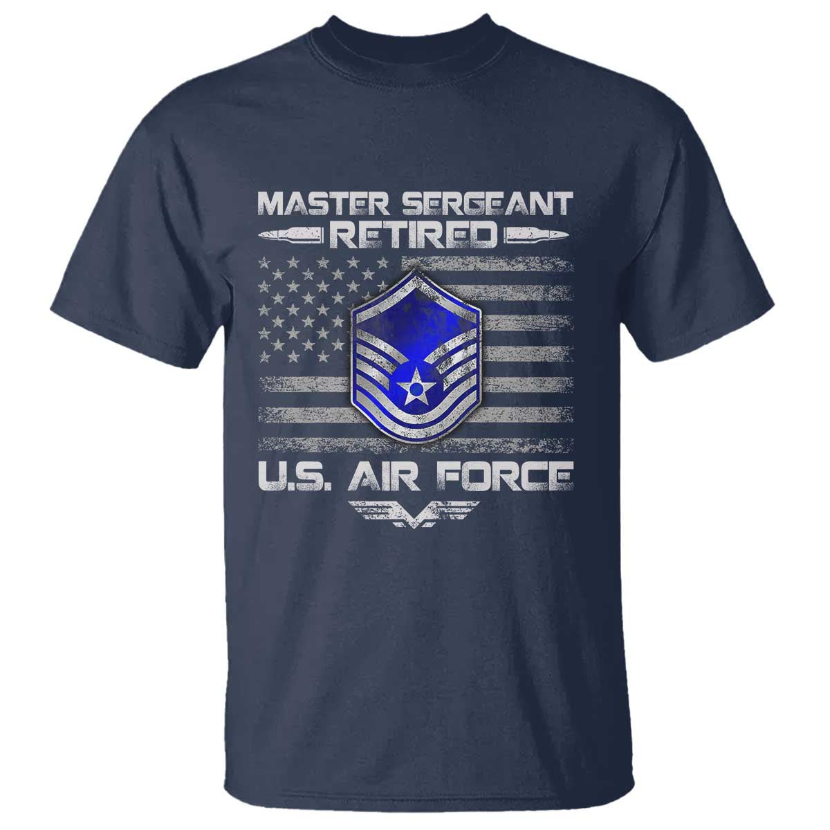 Retired Master Sergeant Of The Air Force Veteran T Shirt Vintage USA Flag Veterans - Wonder Print Shop