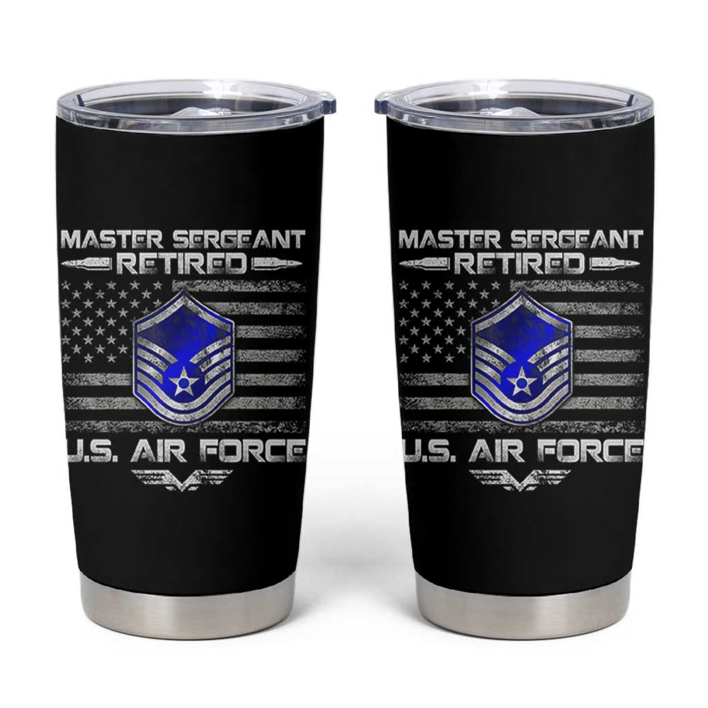 Retired Master Sergeant Of The Air Force Veteran Tumbler Cup Vintage USA Flag Veterans - Wonder Print Shop