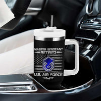 Retired Master Sergeant Of The Air Force Veteran Tumbler With Handle Vintage USA Flag Veterans - Wonder Print Shop