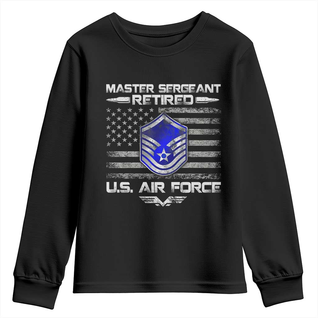 Retired Master Sergeant Of The Air Force Veteran Youth Sweatshirt Vintage USA Flag Veterans - Wonder Print Shop