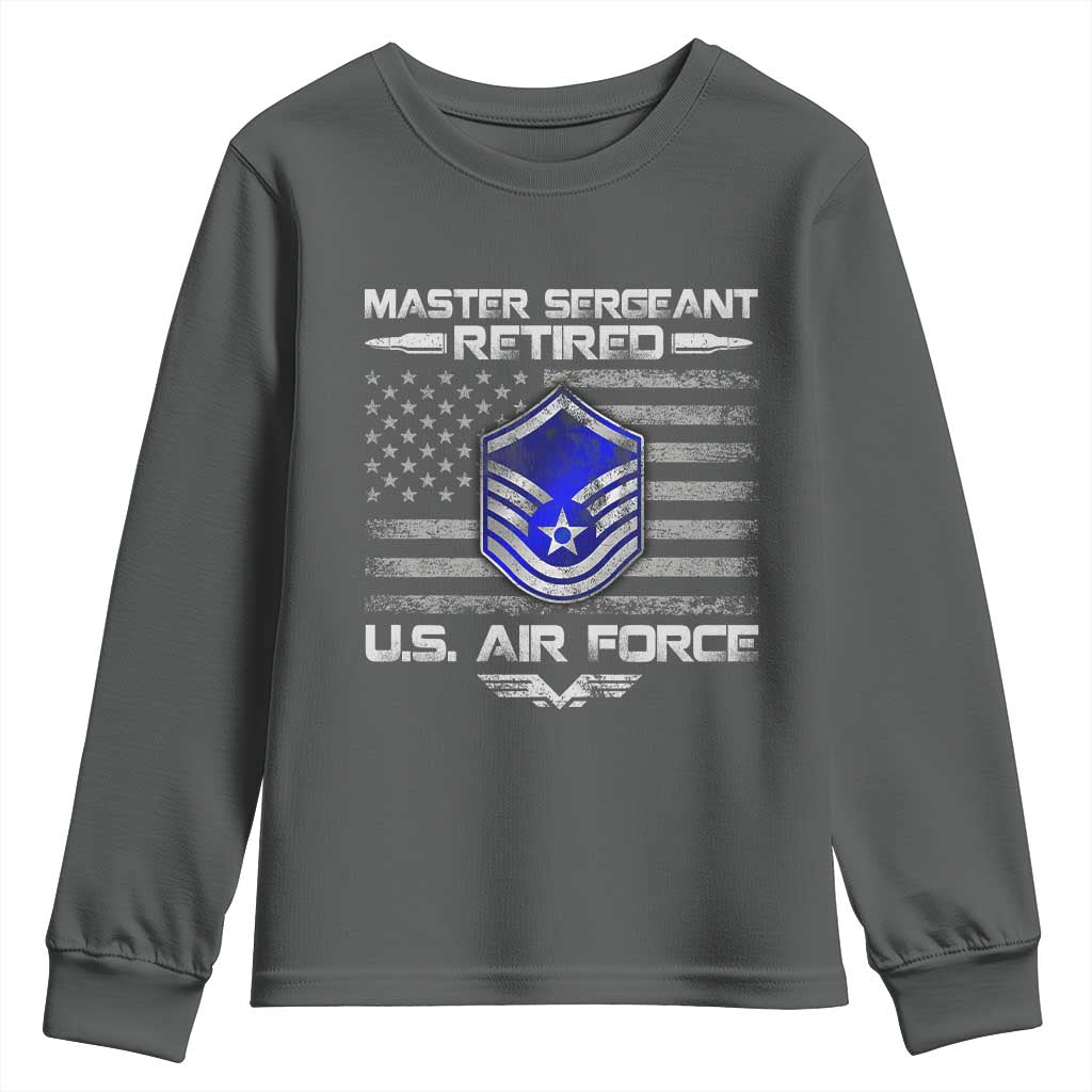 Retired Master Sergeant Of The Air Force Veteran Youth Sweatshirt Vintage USA Flag Veterans - Wonder Print Shop