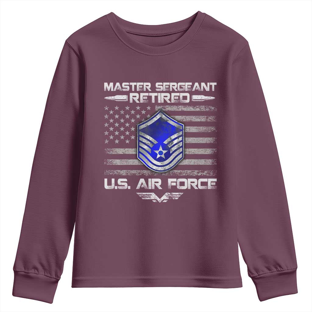Retired Master Sergeant Of The Air Force Veteran Youth Sweatshirt Vintage USA Flag Veterans - Wonder Print Shop