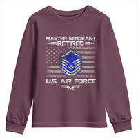 Retired Master Sergeant Of The Air Force Veteran Youth Sweatshirt Vintage USA Flag Veterans - Wonder Print Shop