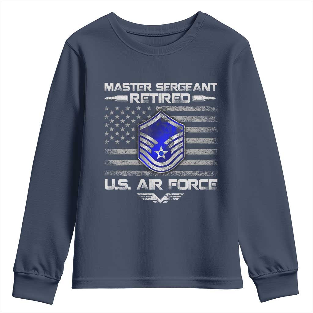 Retired Master Sergeant Of The Air Force Veteran Youth Sweatshirt Vintage USA Flag Veterans - Wonder Print Shop