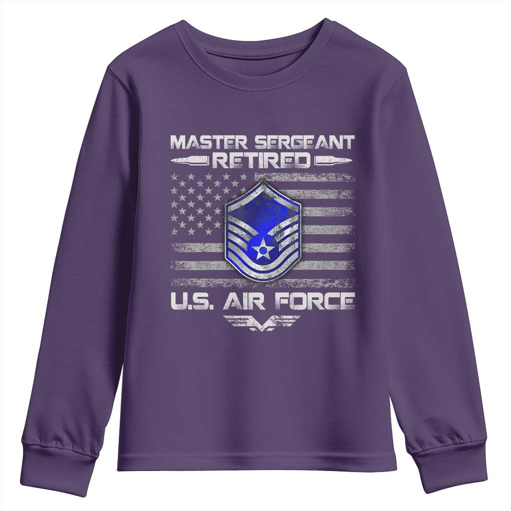 Retired Master Sergeant Of The Air Force Veteran Youth Sweatshirt Vintage USA Flag Veterans - Wonder Print Shop